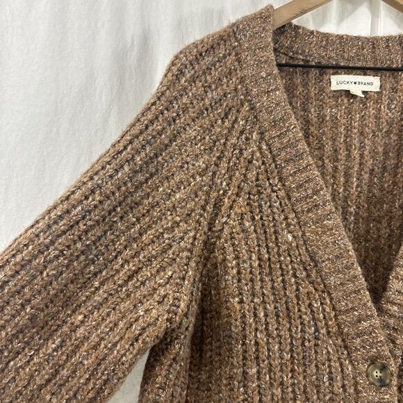 Lucky Brand Brown Oversized Chunky Knit Shaker Cardigan Womens Size XL Fall - Picture 6 of 10
